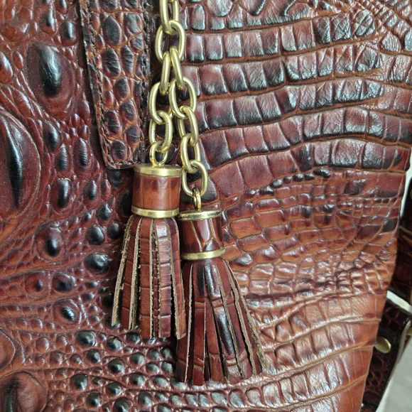 Brahmin Brown Crocodile Embossed Leather Tote